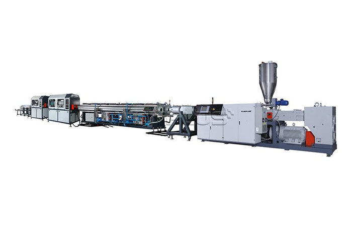 Double outlet PVC pipe extrusion line